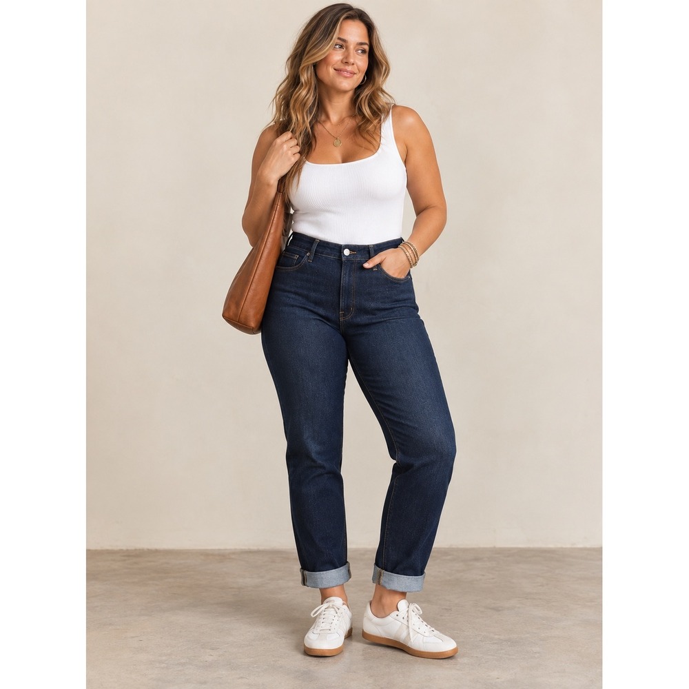 Good American Always Fits Good Straight Jeans Indigo Blue Size 14-18